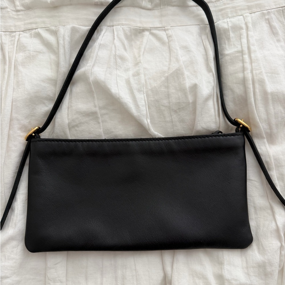 Madewell Black Leather Mini Shoulder Bag with Gold Hardware